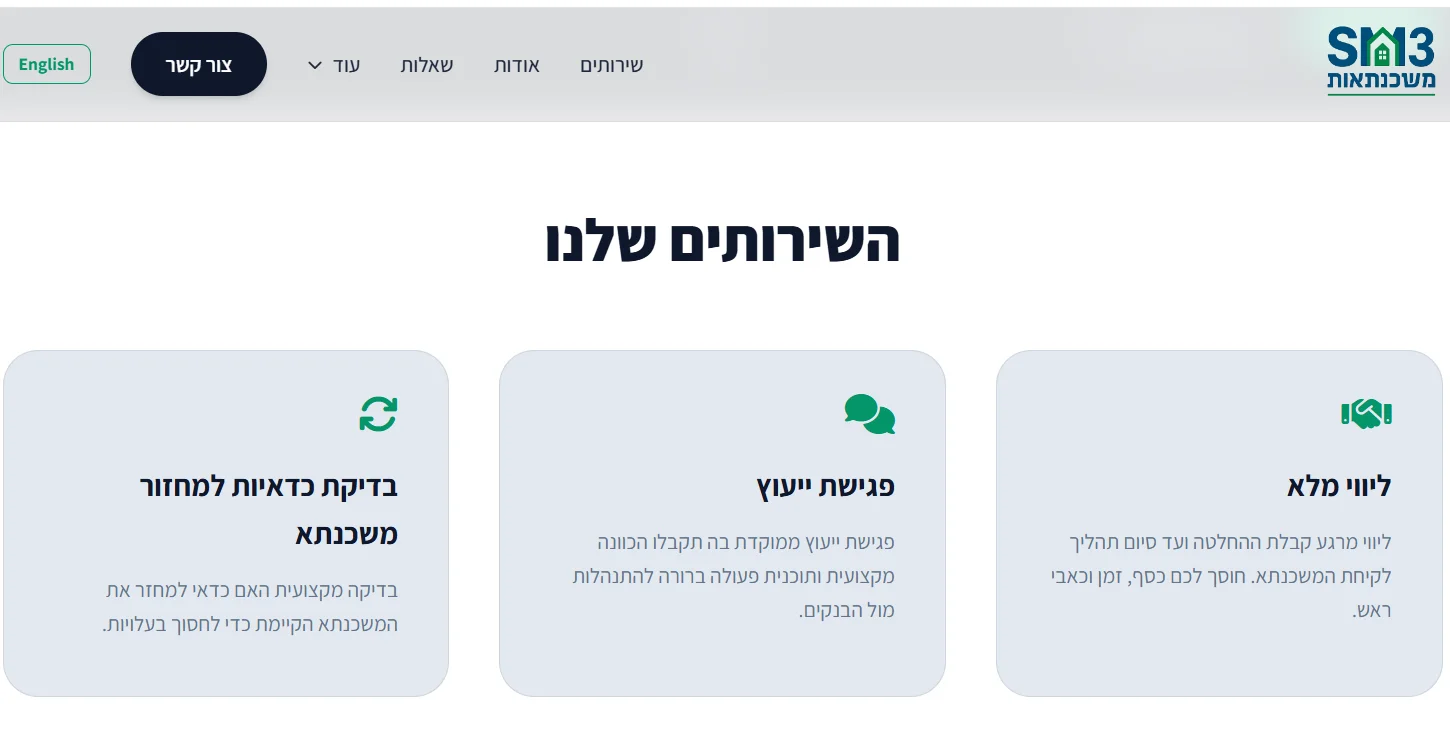 אתר תדמית מקצועי לייעוץ משכנתאות - SM3
